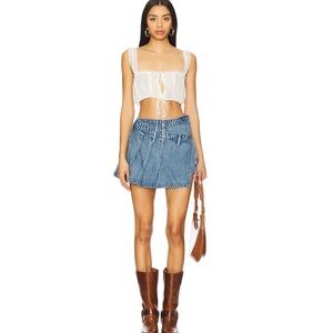 We The Free Stephie Denim Mini Skort 24 NWOT